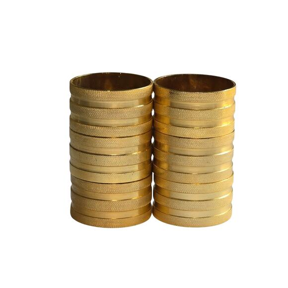 Round Brass Napkin Rings Set of 6, Vintage Made in Hong Kong - Picture 5 of 6